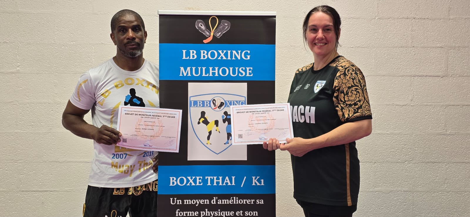 Didier et Laetitia Legros avec leur Brevet de Moniteur Fédéral 3e degré Sport Santé